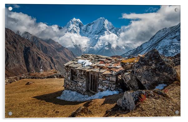 Himalayan Mountain Hut Acrylic by Paul Andrews