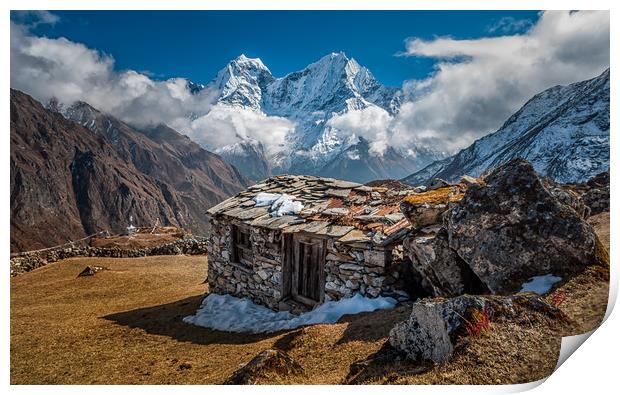 Himalayan Mountain Hut Print by Paul Andrews