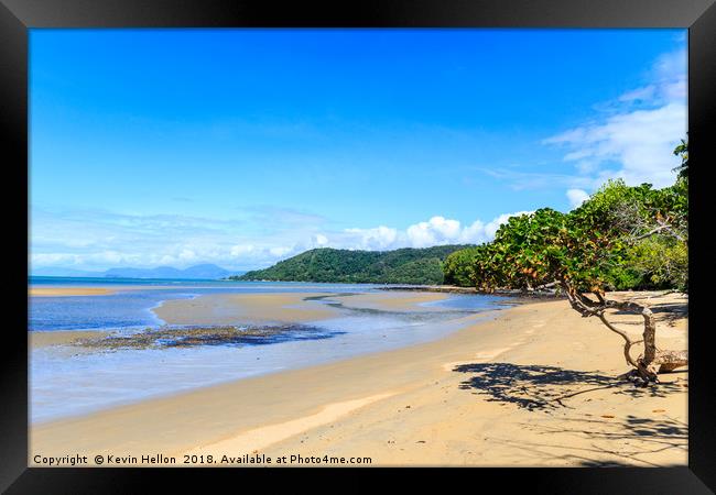 Beautiful day on the beach Framed Print by Kevin Hellon