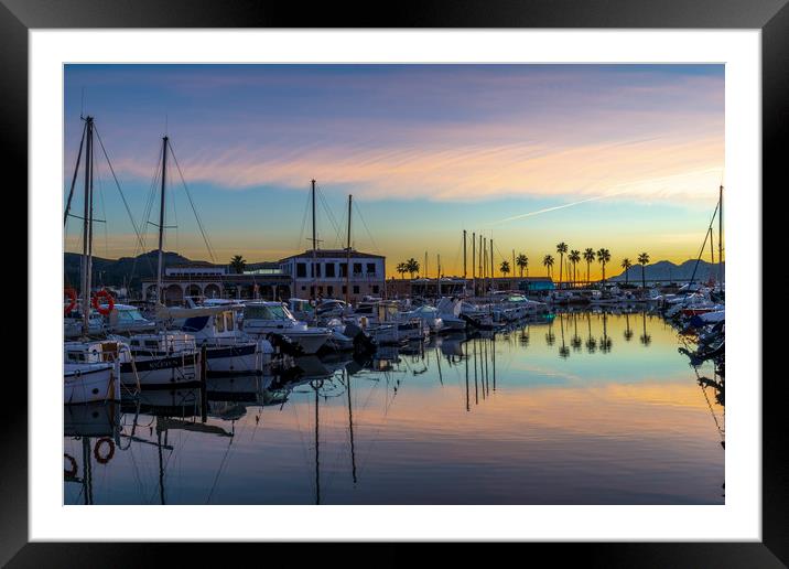 Yachts in Puerto Pollensa 1 Framed Mounted Print by Perry Johnson