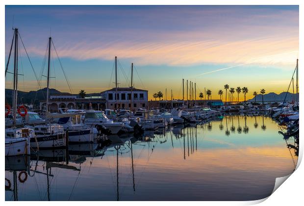 Yachts in Puerto Pollensa 1 Print by Perry Johnson