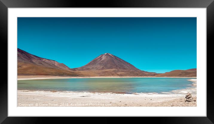 Licancabur and the Green Lake Framed Mounted Print by Claire Turner