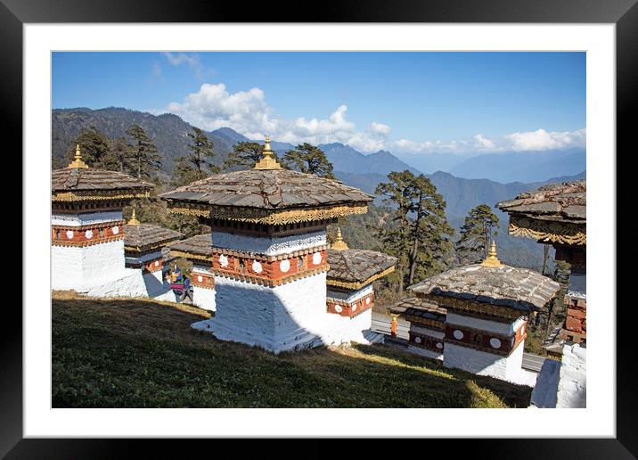 Stupas at the Dochula Pass, Bhutan Framed Mounted Print by Hazel Wright