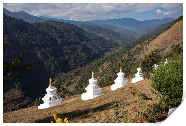 khamsung yuelley namgyal stupa, Bhutan Print by Hazel Wright