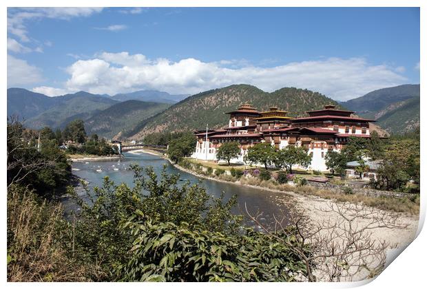 Punakha Dzong, Bhutan Print by Hazel Wright