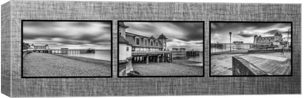 Moody Penarth Pier Triptych Canvas Print by Steve Purnell