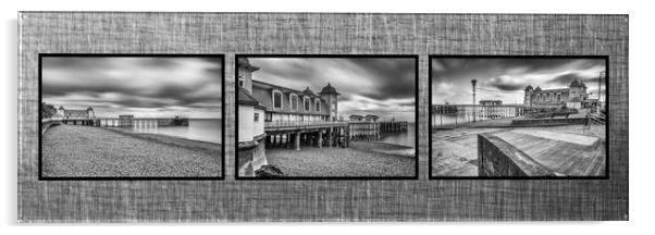 Moody Penarth Pier Triptych Acrylic by Steve Purnell