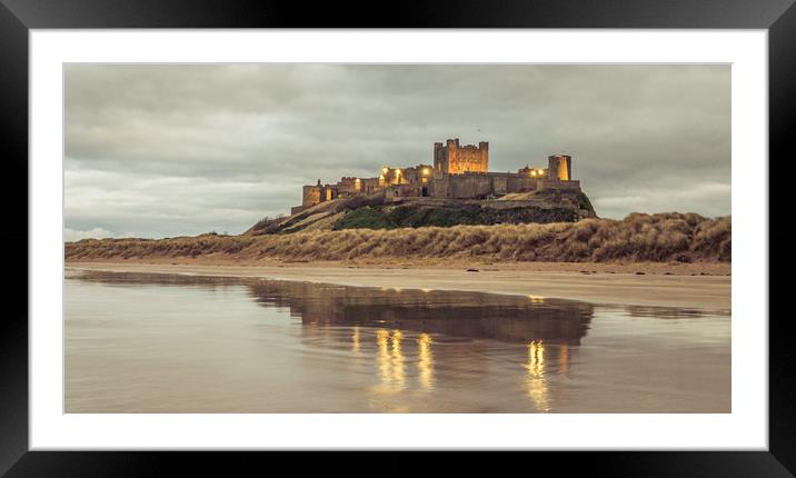 Bamburgh Castle at twilight Framed Mounted Print by Naylor's Photography