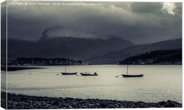 Boats on the Loch Canvas Print by Vicky Mitchell