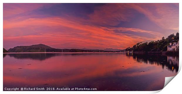 A September 2015 sunset over Loch Portree Print by Richard Smith