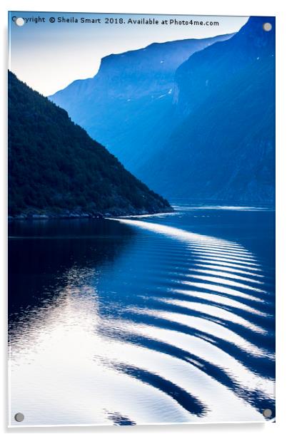 Wake in Norwegian fjords Acrylic by Sheila Smart