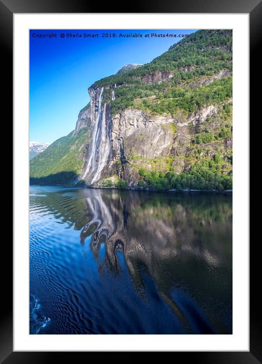 Seven sisters waterfall in Norwegian fjords Framed Mounted Print by Sheila Smart