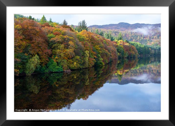 Autumn reflections on Loch Faskally Framed Mounted Print by Angus McComiskey