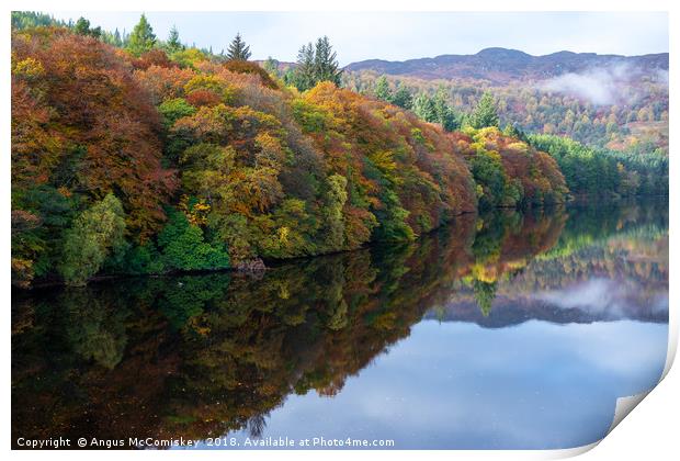 Autumn reflections on Loch Faskally Print by Angus McComiskey