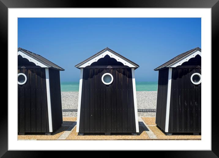 Beach Huts in Normandy Framed Mounted Print by Arterra 