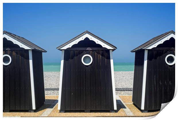 Beach Huts in Normandy Print by Arterra 