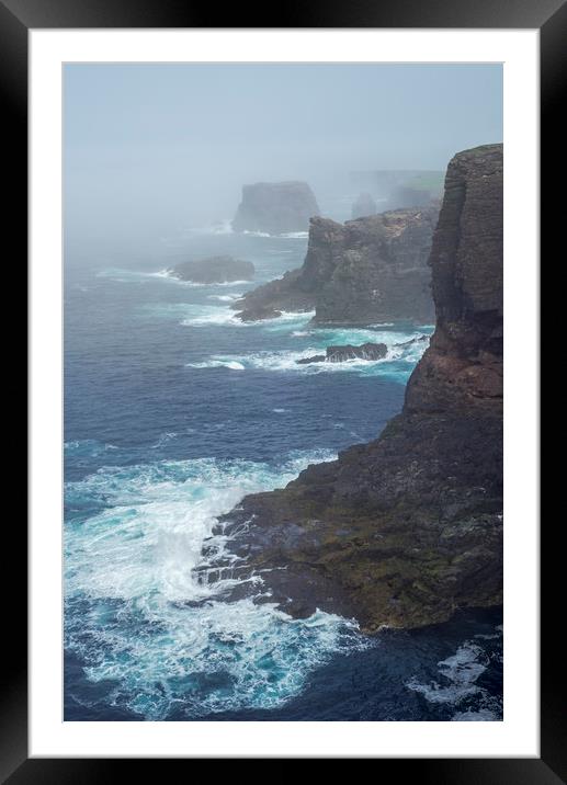 Eshaness in the Mist, Shetland Islands, Scotland Framed Mounted Print by Arterra 