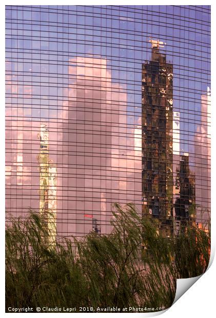 Green towers on mirror-glass Print by Claudio Lepri