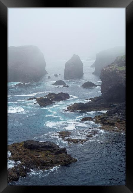 Eshaness in the Mist, Shetland Islands, Scotland Framed Print by Arterra 