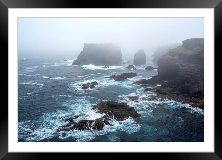 Stormy Sea at Eshaness, Shetland Isles, Scotland Framed Mounted Print by Arterra 