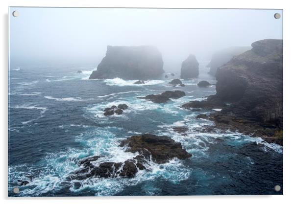 Stormy Sea at Eshaness, Shetland Isles, Scotland Acrylic by Arterra 