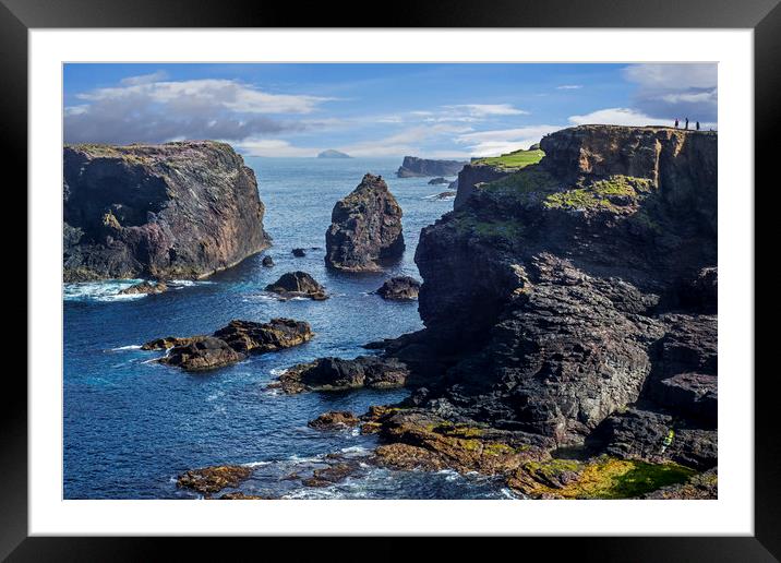Walkers at Eshaness, Shetland Isles, Scotland Framed Mounted Print by Arterra 