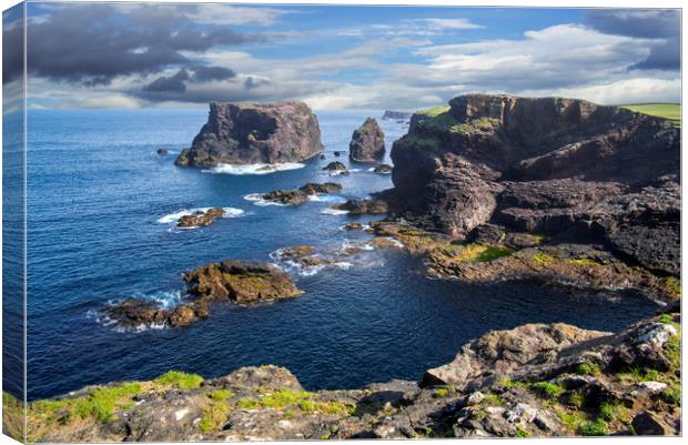 Sea Stacks and Cliffs at Eshaness, Shetland, Scotl Canvas Print by Arterra 