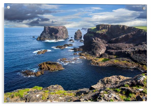 Sea Stacks and Cliffs at Eshaness, Shetland, Scotl Acrylic by Arterra 