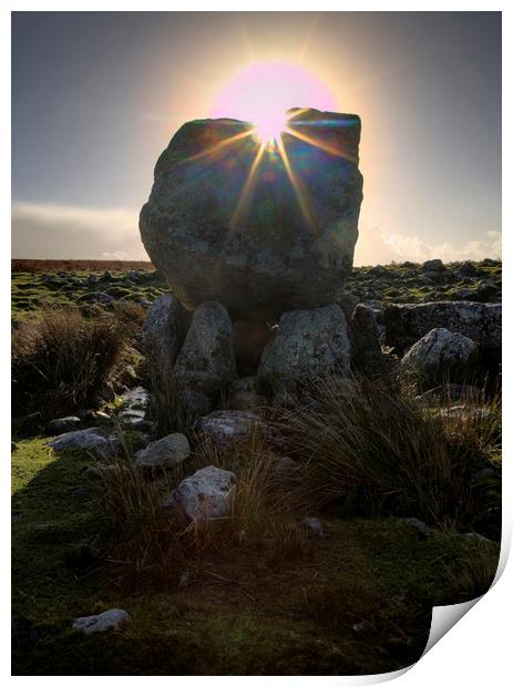 Sun over Arthur's stone Print by Leighton Collins