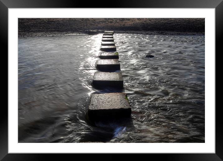 Stepping stones at Three Cliffs Bay, Gower Framed Mounted Print by Leighton Collins