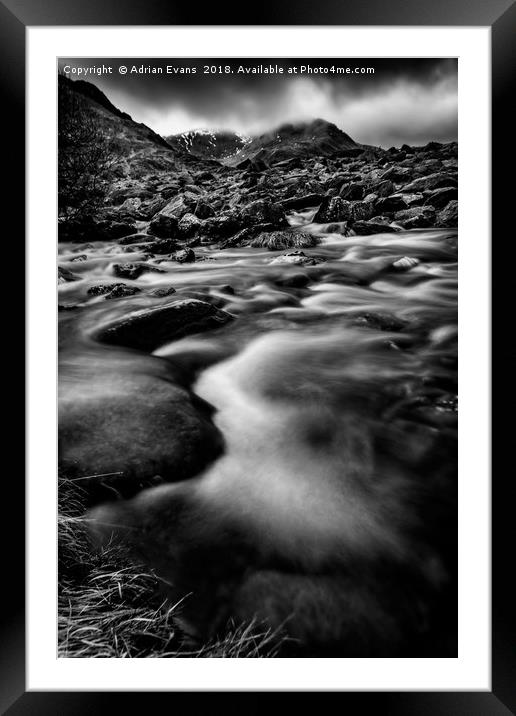Winter Rapids Snowdonia Framed Mounted Print by Adrian Evans