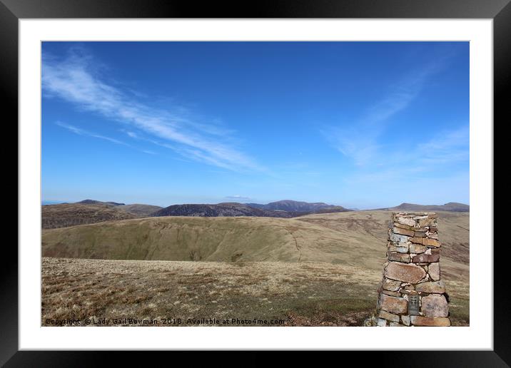 Trig Point on Lank Rigg Framed Mounted Print by Lady Gail Bowman