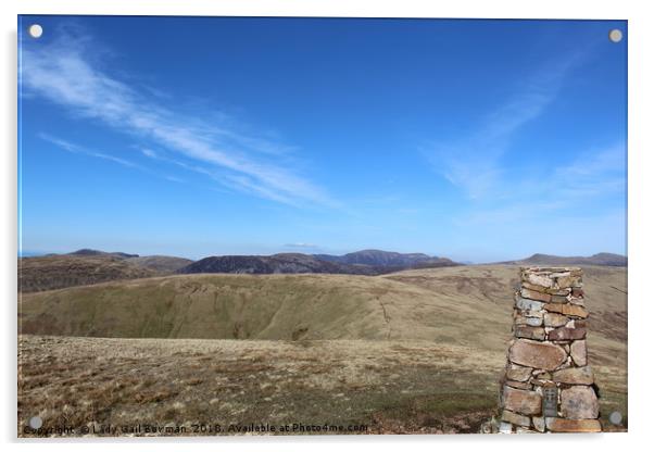 Trig Point on Lank Rigg Acrylic by Lady Gail Bowman