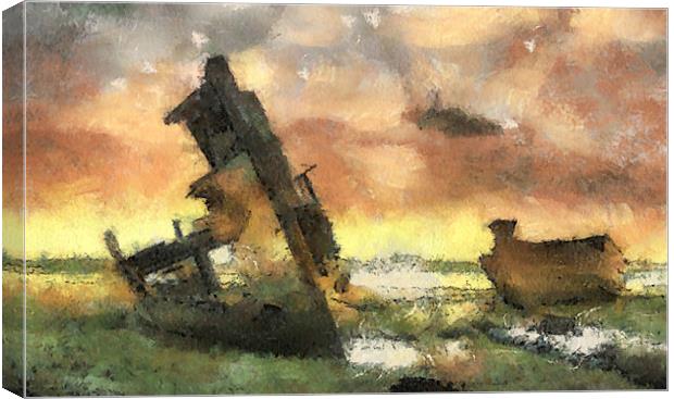 Boat wrecks  Canvas Print by Irene Burdell