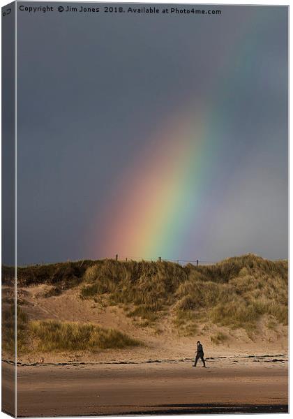 Druridge Bay Rainbow Canvas Print by Jim Jones