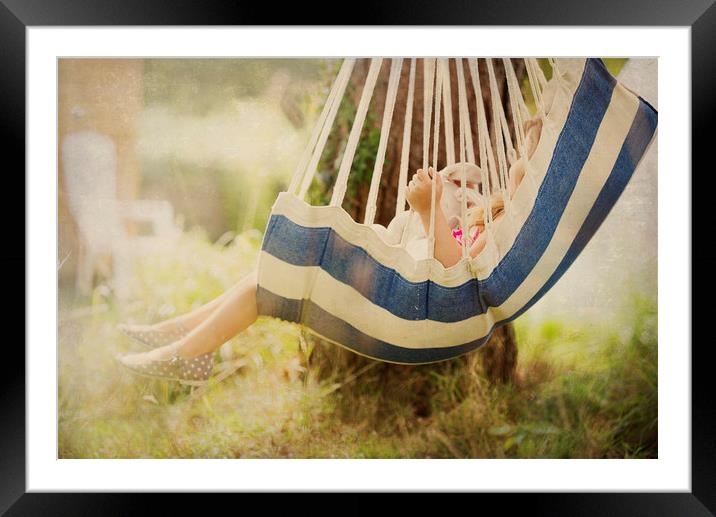 Little Girl  in Swing Framed Mounted Print by Maggie McCall