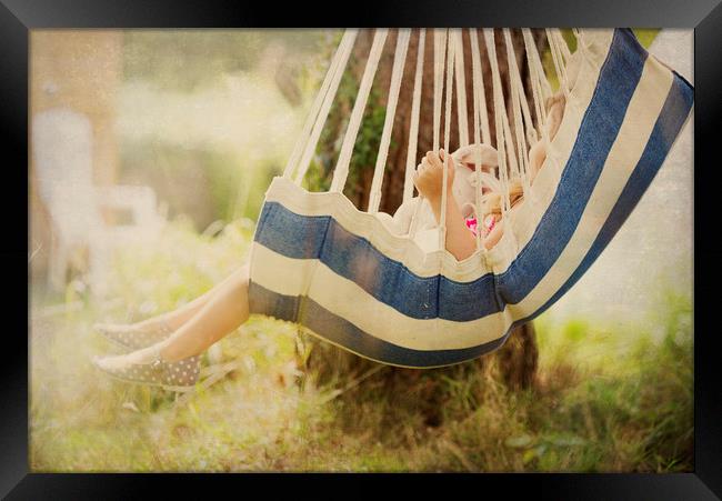 Little Girl  in Swing Framed Print by Maggie McCall