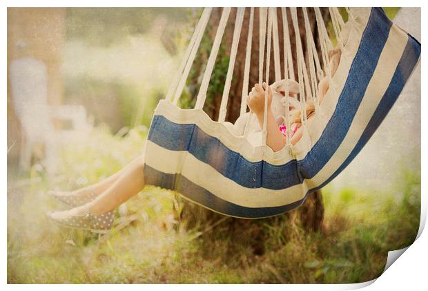 Little Girl  in Swing Print by Maggie McCall