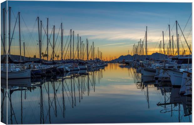 Reflections in the Port Canvas Print by Perry Johnson