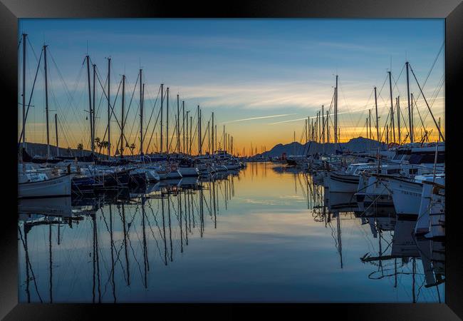 Reflections in the Port Framed Print by Perry Johnson
