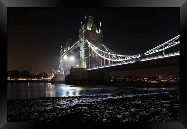 Tower Bridge, London at night Framed Print by John Hall