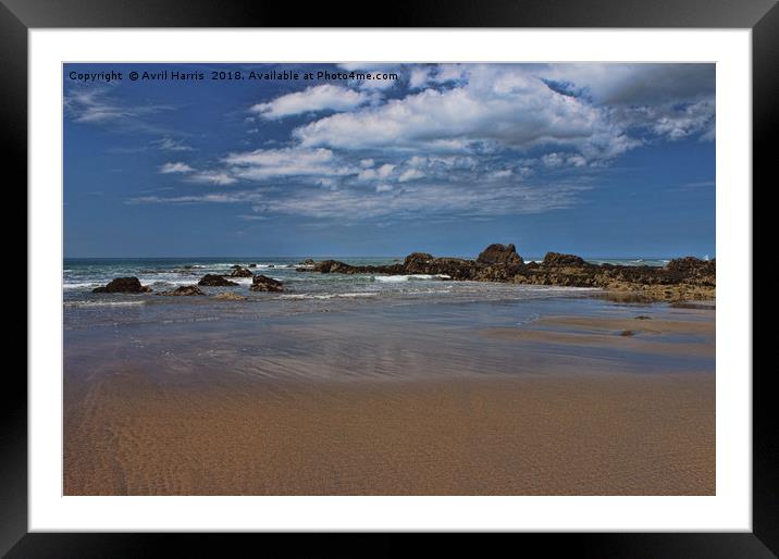Widemouth Bay Beach Framed Mounted Print by Avril Harris