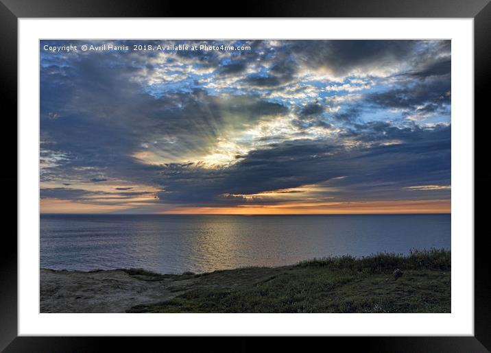 Sunsetting on Widemouth Bay Framed Mounted Print by Avril Harris
