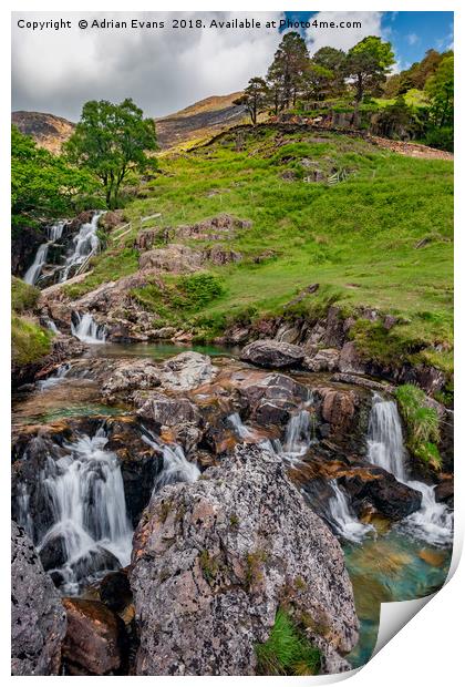 Watkin Waterfall Snowdonia Print by Adrian Evans