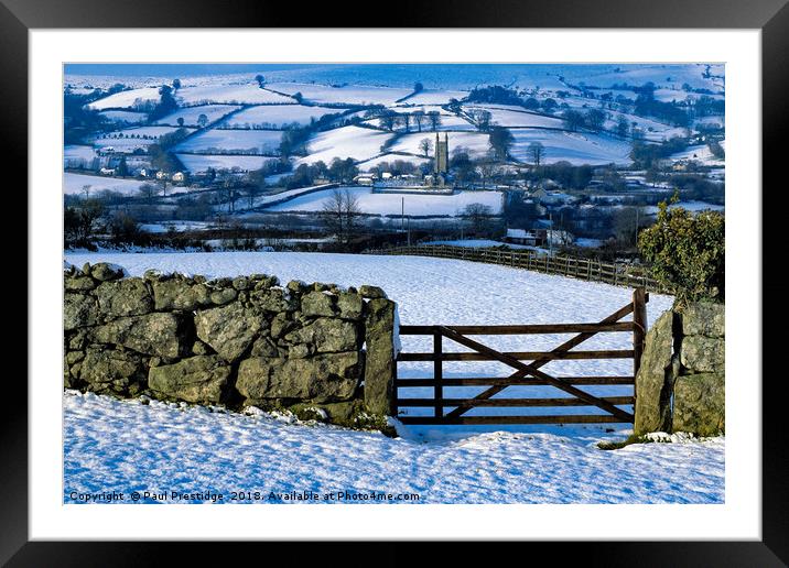 Widecombe Church in the Snow Framed Mounted Print by Paul F Prestidge