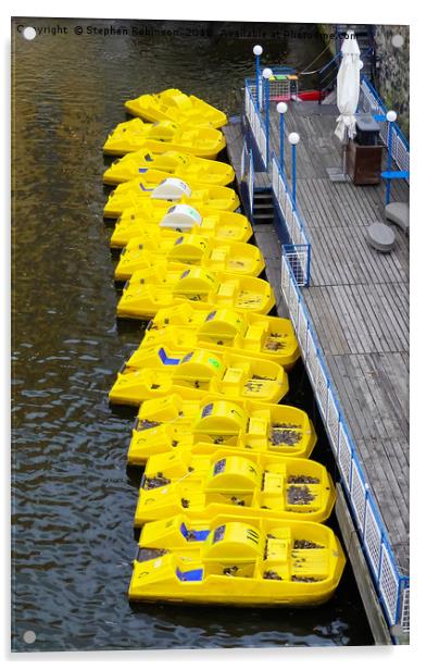 Yellow pedalos at rest Acrylic by Stephen Robinson