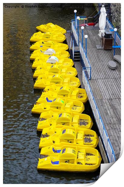Yellow pedalos at rest Print by Stephen Robinson