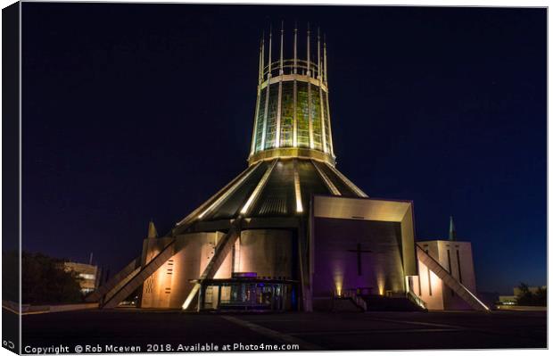 Metropolitan Cathedral at night Canvas Print by Rob Mcewen