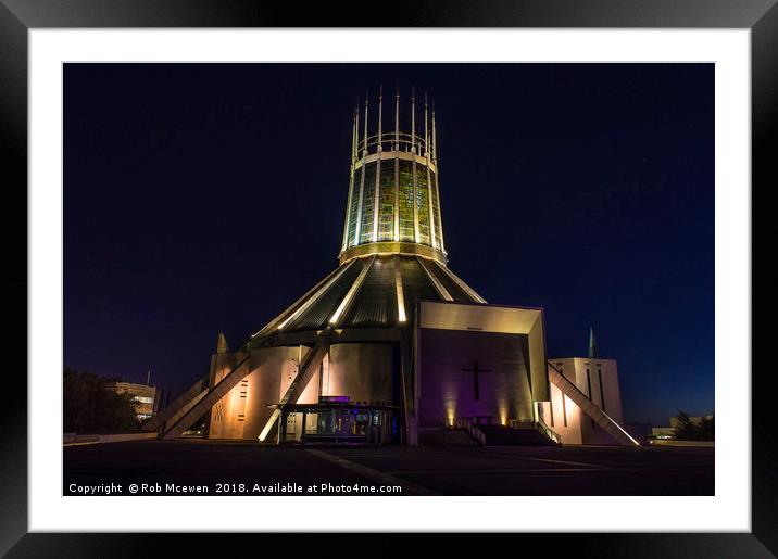 Metropolitan Cathedral at night Framed Mounted Print by Rob Mcewen