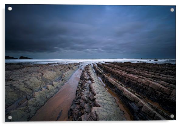 welcombe mouth beach north devon Acrylic by Eddie John